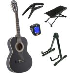 Lapaz c30bk guitare classique format 3 / 4 noire + stand + accessoires