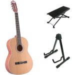 Lapaz c30n guitare classique format 4 / 4 natural + stand + repose - pied