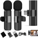 Lavalier wireless microphone for iphone / android / ipad / laptop, wireless plug play microphone for ...