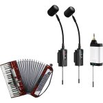 Lbgwp60 - microphone sans fil double uhf pour accordon, micro de captation d'instrument a col de cygne ...
