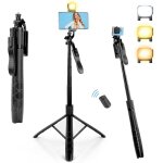 Lbgwp60 - trpied smartphone, 160cm extensible perch a selfie trepied tlphone avec stabilisateur et ...