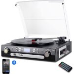 Lecteur bluetooth en vinyle avec haut - parleur stéréo, lecteur micro a 3 niveaux de vitesse, cassette, ... Lecteur bluetooth en vinyle avec haut - parleur stéréo, lecteur micro a 3 niveaux de vitesse, cassette, ...