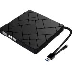 Lecteur cd / dvd externe 2 en 1 pour ordinateur portable, usb 3. 0 et type - c, graveur cd / dvd rw portable ...