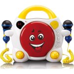 Lecteur cd karaok portable avec bluetooth pour enfants lenco rouge - blanc