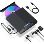Lecteur dvd externe - cd - rom - usb 3. 0 & type - c - 7 en 1 - compatible windows & mac - lger
