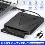 Lecteur de dvd externe mince portable usb 3. 0, type c, sans pilote, prend en charge la lecture de disques ...