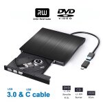 Lecteur dvd externe usb 3. 0 type c cable portable cd dvd rw drive writer burner optical player compatible ...