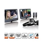 Lecteurs dvd portable tft 16 :9 - 2 ecrans 10'' usb - sd dvd - r / rw, dvd + r, cd + 2 casques + t�l�commande ...