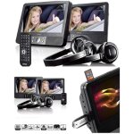 Lecteur dvd portable tft 16:9 lenco ecrans 2 x 9 pouces usb - sd dvd - r / rw, dvd + r, cd + 2 casques ...