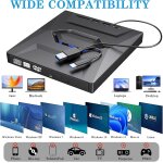 Lecteur externe cd dvd usb 3. 0 type c, lecteur de cd et dvd et graveur externe usb, compatible avec ...