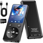 Lecteur mp3 avec bluetooth, lecteur audio num�rique mp3 64 go avec haut - parleur, ecran 2, 4 pouces, ...