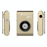 Lecteur mp3 etanche ipx8 avec clip et ecouteurs fm 4gb bleu sport plonge or yonis