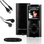 Lecteur mp3 mp4 player 8go (noir) vido radio fm musique jeux + ecouteurs + cable usb + housse