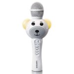 Lenco bmc - 060wh - microphone karaok� avec bluetooth, slot sd, lumi�res, sortie auxiliaire - blanc