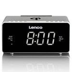Lenco cr - 550si - radio - r�veil fm st�r�o avec usb et chargeur de smartphone sans fil qi - argent