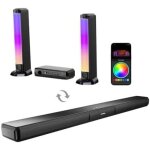 Letnerny - 5. 0ch barre de son tv, barre de son pc avec rvb pour home cinema, soundbar amovible avec ...