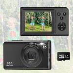 Letnerny - appareil photo num�rique autofocus 4k avec carte m�moire de 32 go, zoom num�rique 16x, 56 ...
