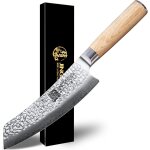 Letnerny - couteau santoku 18 cm, noyau vg - 10 hrc60 - 62 acier inoxydable damas, certifi sgs forg ...