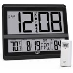 Lff horloge atomique  grand cran, horloge murale numrique avec temprature intrieure et extrieure, ...