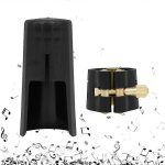 Ligature de clarinette de saxophone en cuir pu avec capuchon en plastique embouchure clip attache