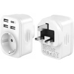 Loc - adaptateur pr angla , pr angla adaptateur francais avec 3 usb - a et 1 usb - c, adaptateur type ...