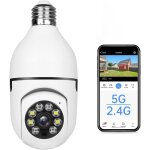 Loc - e27 ampoule camra 5mp wifi 2. 4ghz 5ghz pan / tilt / zoom suivi automatique couleur nuit dtection ...