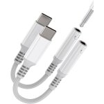 Loc - usb c vers jack 3. 5mm adaptateur(2pack) aux casque audio cble pour iphone16 ecouteurs microphone ...