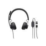 Logitech zone filaire - micro - casque - sur - oreille - filaire - usb - c - graphite