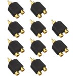 Lot de 10 adaptateurs rpartiteurs rca phono y 1 mle vers 2 femelles connecteur plaqu or pour cble ...