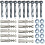 Lot de 10 boulons de fixation murale m8 x 50 mm avec chevilles et rondelles pour antenne satellite sky ...