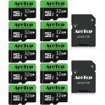 Lot de 10 cartes m�moire micro sd 32 go avec 2 adaptateurs microsdhc uhs - i u1 c10 - enregistrement ...