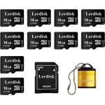 Lot de 10 cartes micro sd 16go classe 10 u1 pour cam�ras embarqu�es 1080p, appareils photo, imprimantes ...