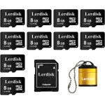 Lot de 10 cartes micro sd 8go classe 10 u1 pour cam�ras embarqu�es 1080p, appareils photo, imprimantes ...