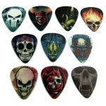 Lot de 10 mdiators 0, 60 mm  skull, vampire, tte de mort, la muerte, punisher  (guitare mediator plectrum ...