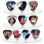 Lot de 10 mdiators 0, 70 mm  one piece anime manga luffy pirate tte de mort  (guitare mediator plectrum ...