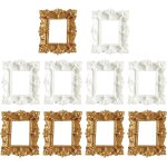 Lot de 10 mini cadre photo en rsine vintage, petit cadre photo baroque blanc et or, mini cadres pour ...