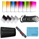 Lot de 14 filtres carrs gradus nd pour cokin p series avec anneaux adaptateurs (49 - 82 mm), porte ...
