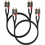 (lot de 2 / 1, 8m rca cble audio stro (2x rca mle vers / a 2x rca mle) 24k or plaqu pour le cinma ...