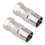 Lot de 2 adaptateurs d'antenne satellite vers sat fiche f vers prise iec femelle coupleur coaxial cble ...