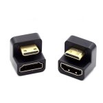 Lot de 2 adaptateurs convertisseur mini hdmi mle vers hdmi femelle 4k @ 60 hz coud a 180 degrs