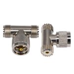 Lot de 2 adaptateurs uhf triple t uhf pl - 259 mâle vers double uhf femelle so239 femelle 3 voies répartiteur ... Lot de 2 adaptateurs uhf triple t uhf pl - 259 mâle vers double uhf femelle so239 femelle 3 voies répartiteur ...