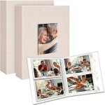 Lot de 2 albums photo de 15, 2 x 10, 2 cm a enfiler - albums photos en lin a couverture rigide pour anniversai ...