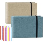 Lot de 2 albums photo 6 x 4 cm, 200 photos, petit livret en lin avec pochettes, album photo avec autocollant ...