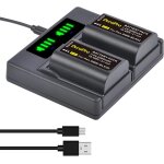 Lot de 2 batteries dwm - blk22 2280 mah + chargeur usb double led avec port de type c pour appareils ...