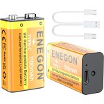 Lot de 2 batteries lithium rechargeables 9v, 1100mah (9900mwh) avec charge rapide usb - c batteries 6f22 ...