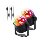 Lot de 2 boules disco led rgb avec support et effet stroboscopique