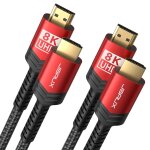 Lot de 2 cbles hdmi 8 k 7, 5 m 4k & 8k hdmi 2. 1 48 gbps high speed hdmi 4k @ 120 hz 144 hz, 8k @ 60 ...