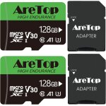 Lot de 2 cartes m�moire micro sd 128 go avec 2 adaptateurs microsdxc uhs - i u3 v30 a1 - enregistrement ...