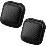 Lot de 2 coques ray�es pour ecouteurs - etui de rangement rigide avec poche en filet, sac pour c�ble ...