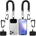 Lot de 2 cordons a ressort noirs pour tlphone portable, lanire de tlphone portable, anti - vol, ...